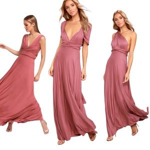 Lulu's Tricks Of the Trade Rusty Rose Maxi Dress Medium NWT